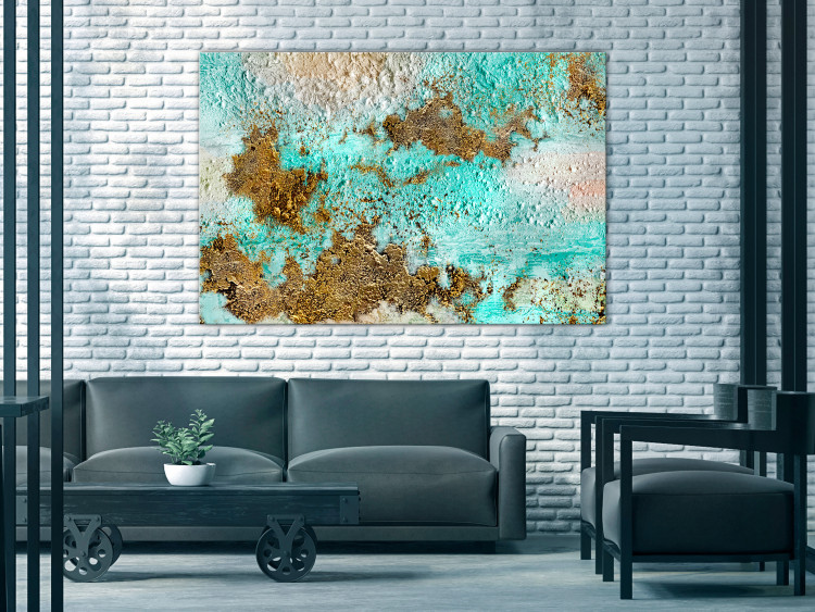Canvas Turquoise Structures (1-piece) - irregular abstraction 146568 additionalImage 3