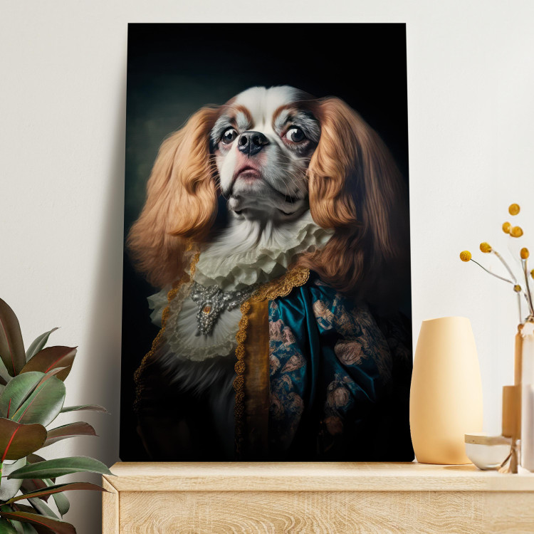 Canvas Art Print AI Dog King Charles Spaniel - Proud Aristocratic Animal Portrait - Vertical 150168 additionalImage 11
