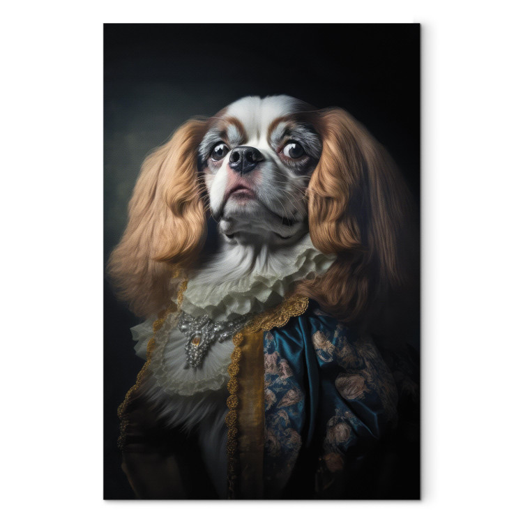 Canvas Art Print AI Dog King Charles Spaniel - Proud Aristocratic Animal Portrait - Vertical 150168 additionalImage 7