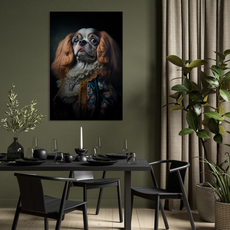Canvas Art Print AI Dog King Charles Spaniel - Proud Aristocratic Animal Portrait - Vertical 150168 additionalImage 3