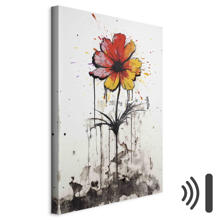 Canvas Print Graffiti Flower - Colorful Composition on the Wall Inspired by Banksy Style 151768 additionalImage 8