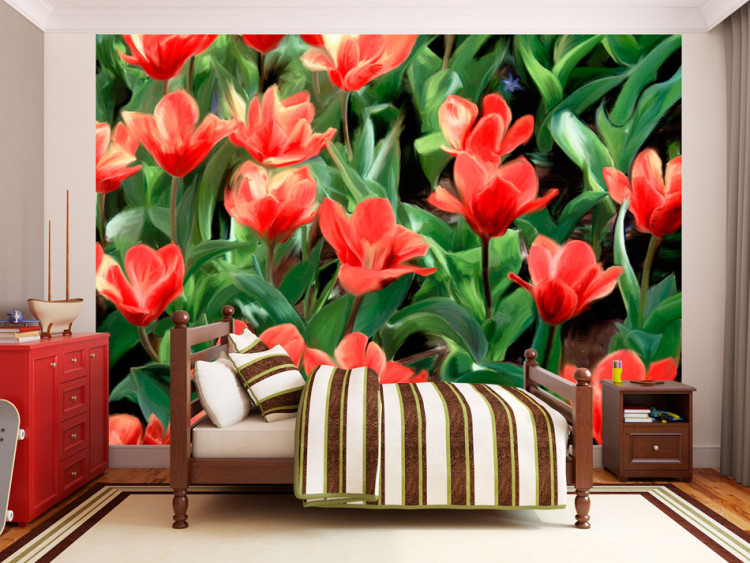 Photo Wallpaper Painted flowers 60468