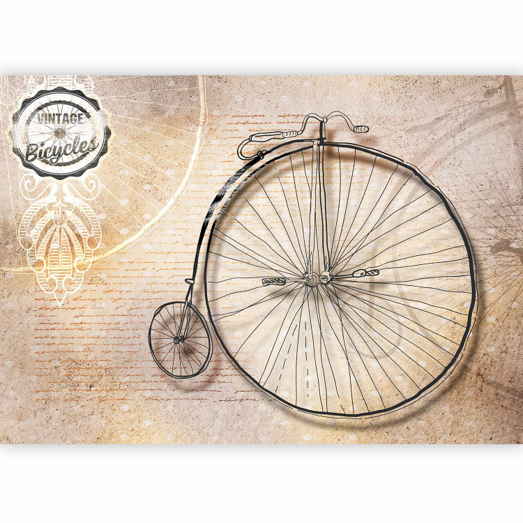 Photo Wallpaper Vintage Bicycle - Old retro-style bicycle with a big wheel in sepia 61168 additionalImage 1