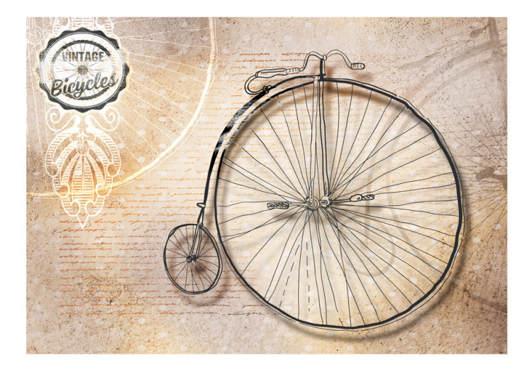 Photo Wallpaper Vintage Bicycle - Old retro-style bicycle with a big wheel in sepia 61168 additionalImage 1