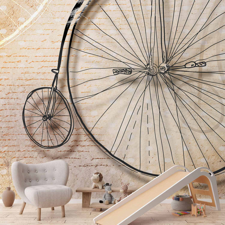 Photo Wallpaper Vintage Bicycle - Old retro-style bicycle with a big wheel in sepia 61168 additionalImage 6