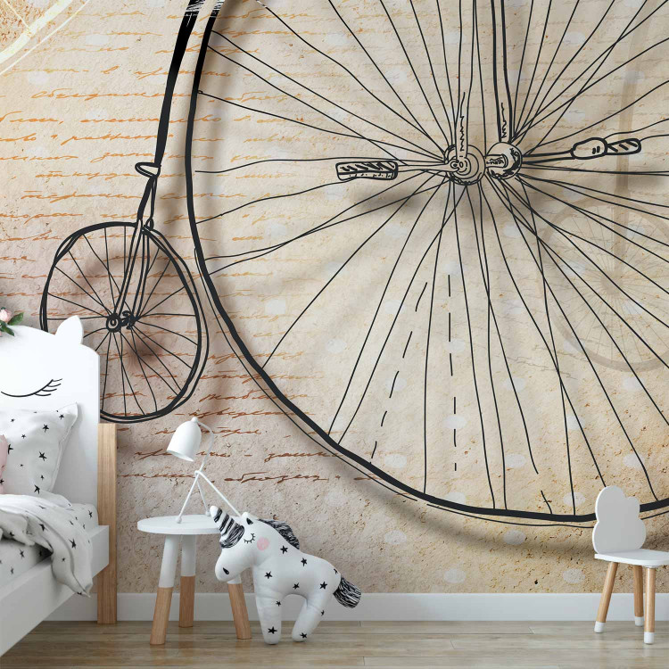 Photo Wallpaper Vintage Bicycle - Old retro-style bicycle with a big wheel in sepia 61168 additionalImage 4