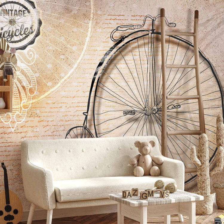Photo Wallpaper Vintage Bicycle - Old retro-style bicycle with a big wheel in sepia 61168 additionalImage 8