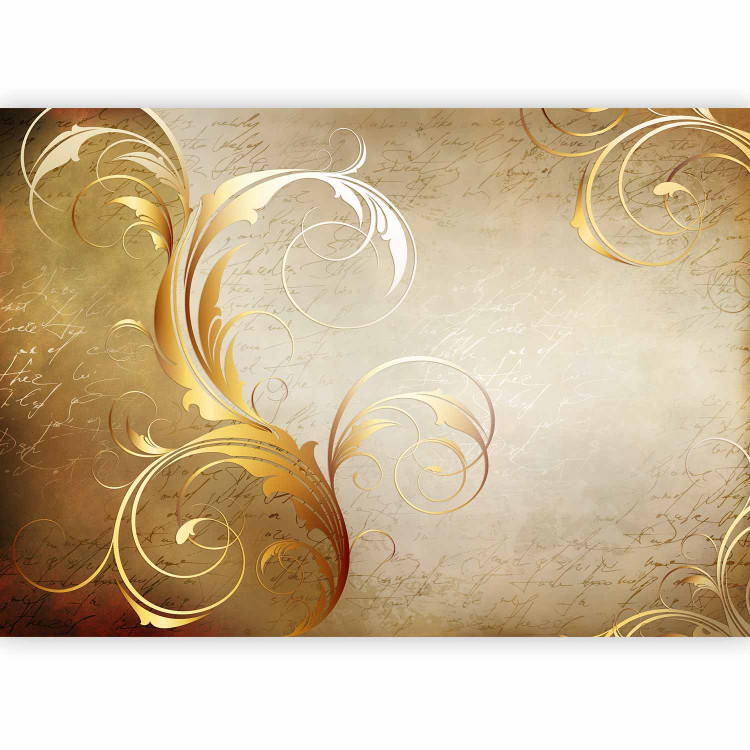 Wall Mural Baroque abstraction - gold background with ornaments and lettering in retro style 97168 additionalImage 1