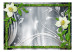 Wall Mural Plant composition with bamboos - orchids with ornaments on a grey background 97268 additionalThumb 1