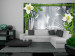 Wall Mural Plant composition with bamboos - orchids with ornaments on a grey background 97268