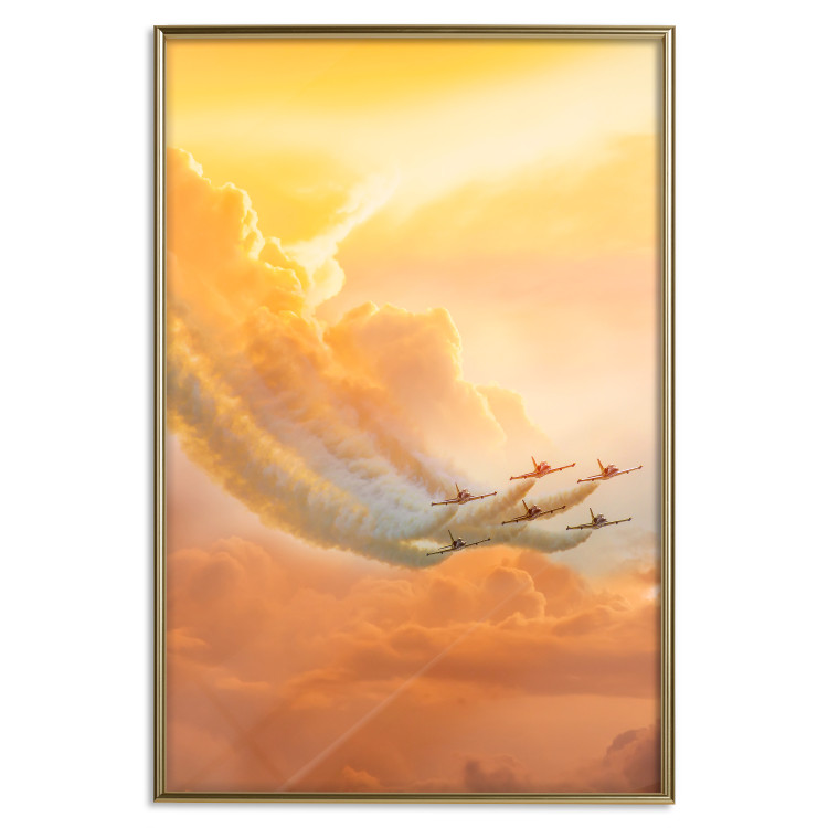 Wall Poster Airplanes in Clouds - Flight amidst thick clouds and orange sky 114378 additionalImage 16