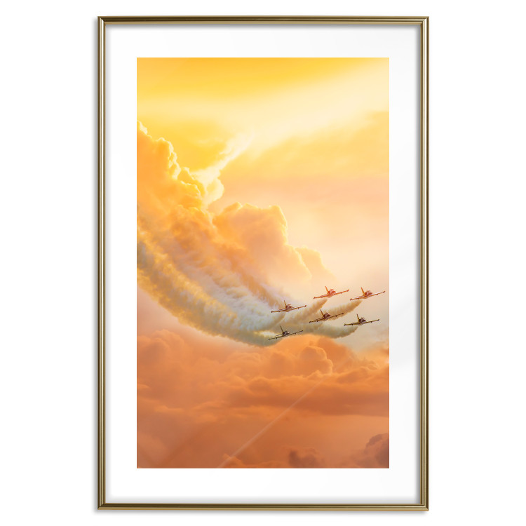 Wall Poster Airplanes in Clouds - Flight amidst thick clouds and orange sky 114378 additionalImage 14