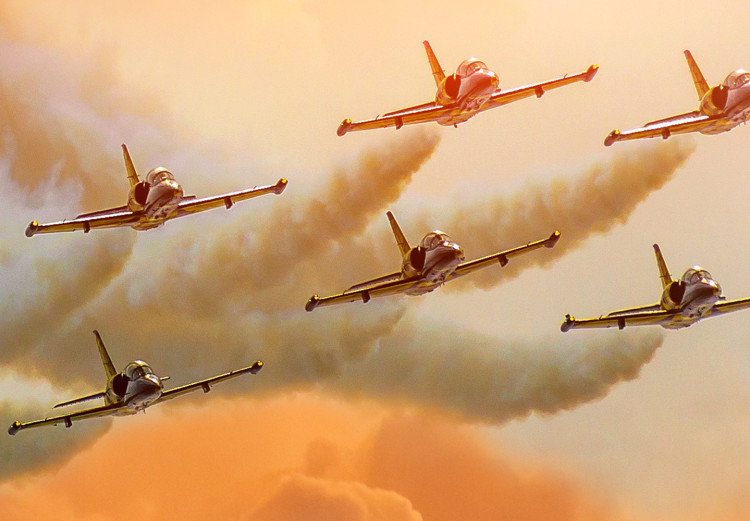 Wall Poster Airplanes in Clouds - Flight amidst thick clouds and orange sky 114378 additionalImage 2