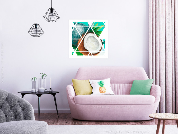 Poster Coconut (Square) - geometric abstraction with a tropical fruit 114578 additionalImage 2