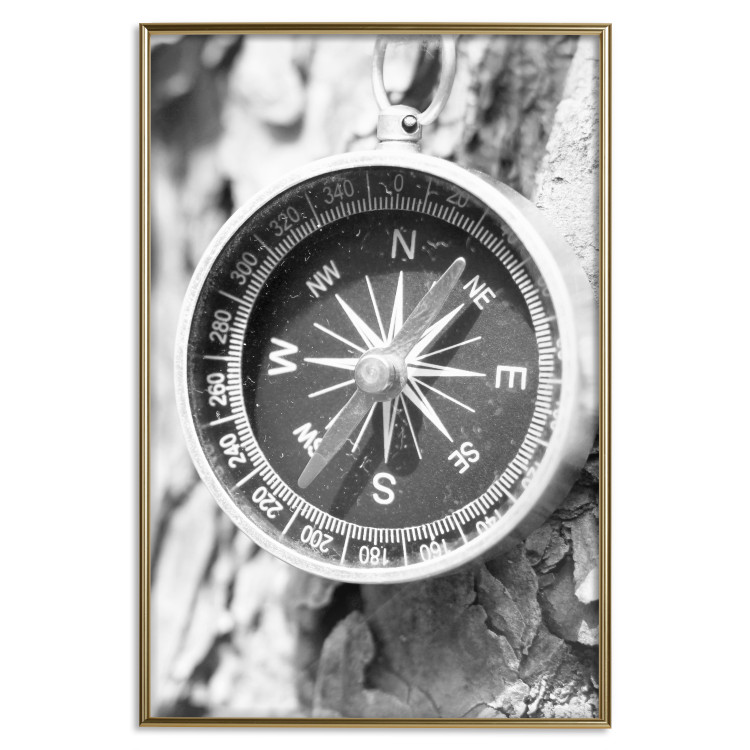 Poster Black and white compass - rocks and a compass pointing the right direction 114878 additionalImage 16