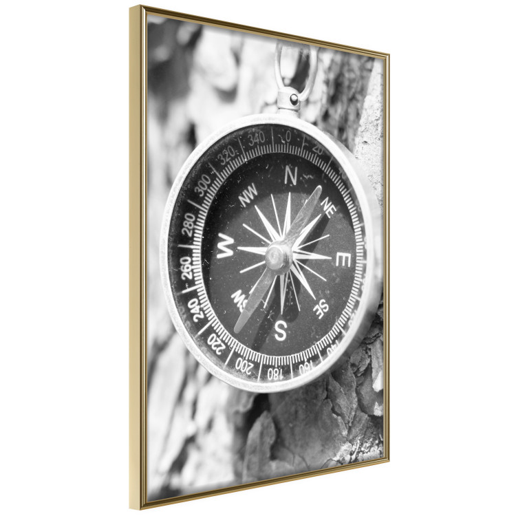 Poster Black and white compass - rocks and a compass pointing the right direction 114878 additionalImage 12
