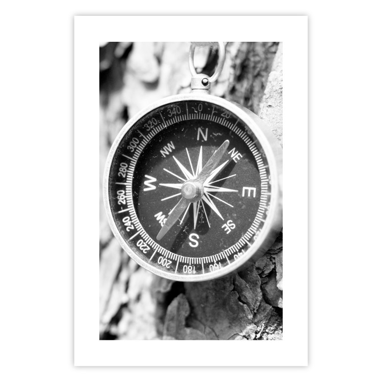 Poster Black and white compass - rocks and a compass pointing the right direction 114878 additionalImage 19