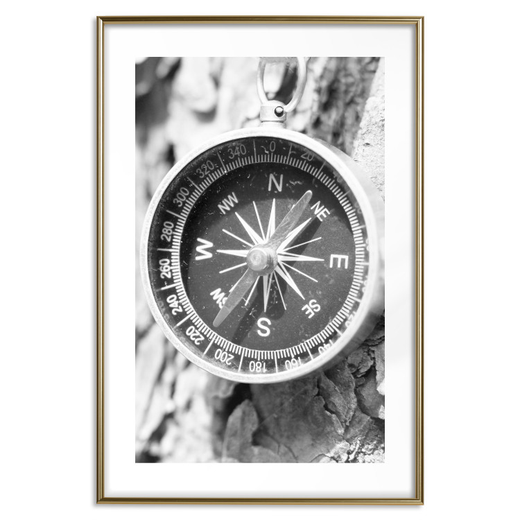 Poster Black and white compass - rocks and a compass pointing the right direction 114878 additionalImage 14