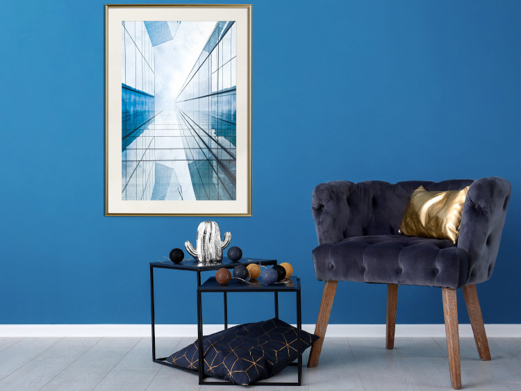 Poster Modern Skyscraper - blue sky amidst glass architecture 116678 additionalImage 21