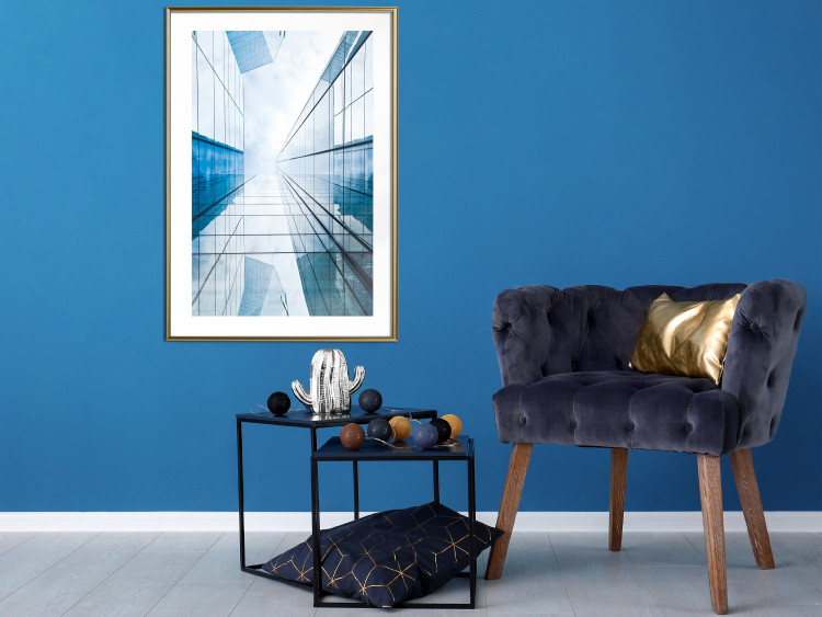 Poster Modern Skyscraper - blue sky amidst glass architecture 116678 additionalImage 13