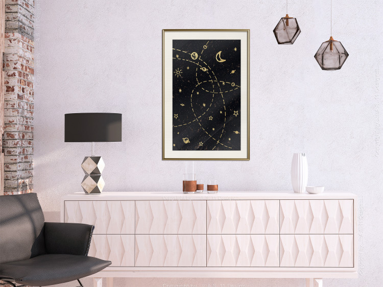 Poster Magical Galaxy - golden stars and symbols on a background of dark cosmos 117778 additionalImage 21