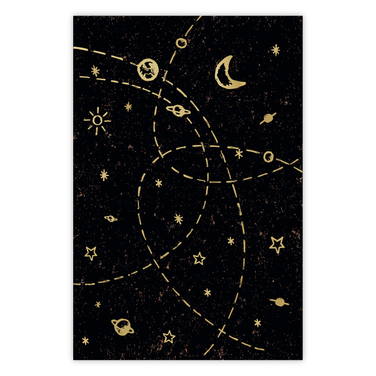 Poster Magical Galaxy - golden stars and symbols on a background of dark cosmos 117778