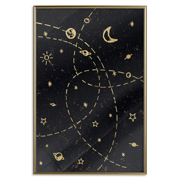Poster Magical Galaxy - golden stars and symbols on a background of dark cosmos 117778 additionalImage 16