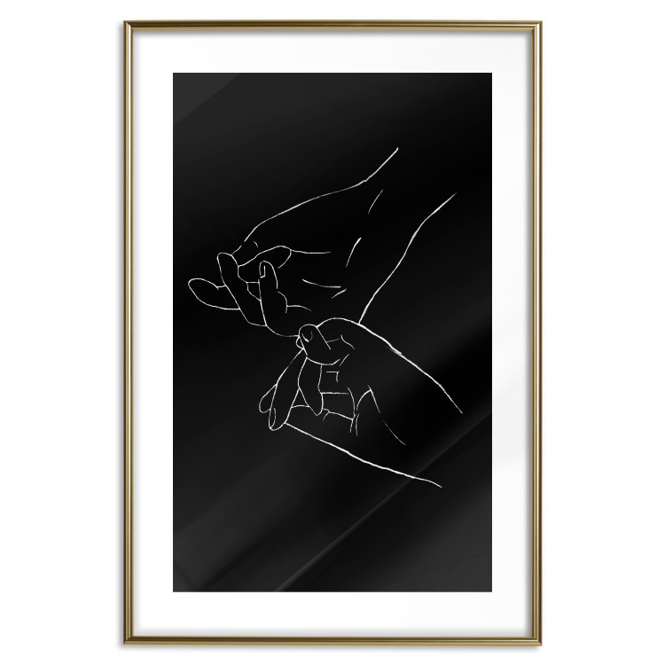 Wall Poster Gesture - black and white composition with delicate line art of clasped hands 117878 additionalImage 14