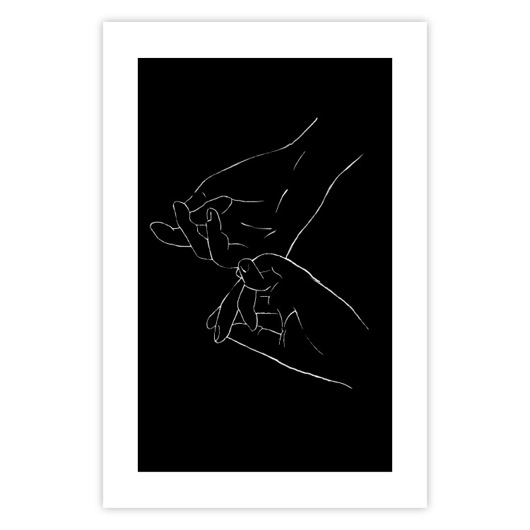 Wall Poster Gesture - black and white composition with delicate line art of clasped hands 117878 additionalImage 19