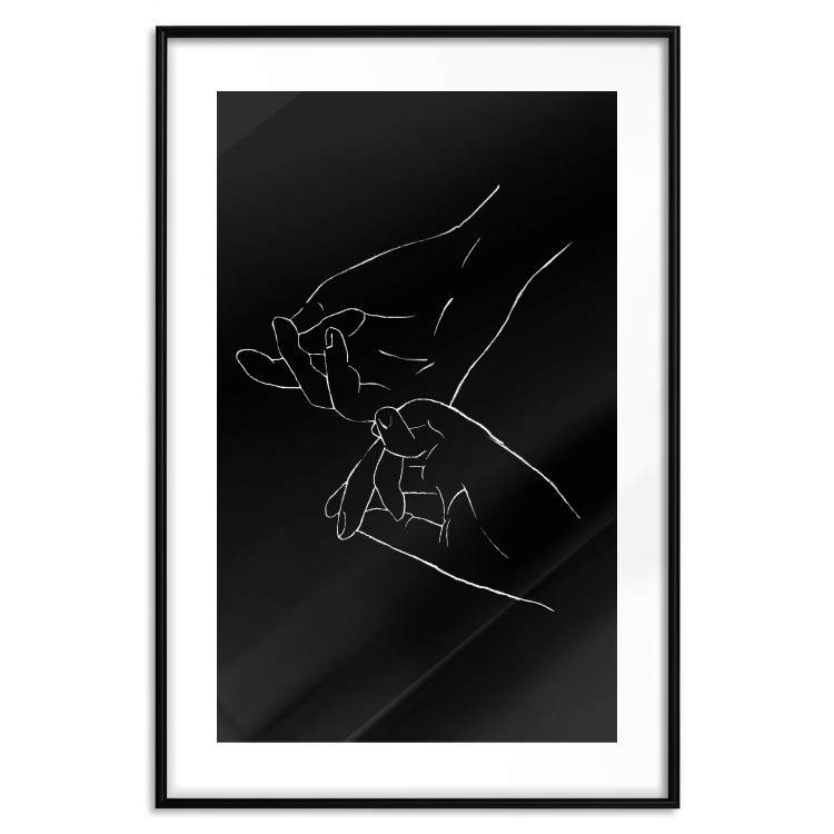 Wall Poster Gesture - black and white composition with delicate line art of clasped hands 117878 additionalImage 15