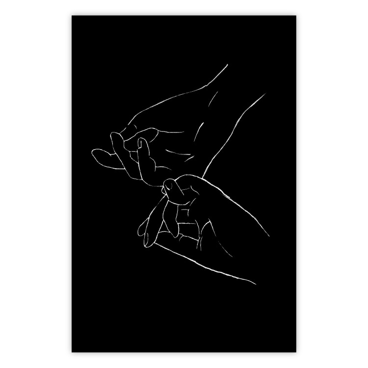 Wall Poster Gesture - black and white composition with delicate line art of clasped hands 117878