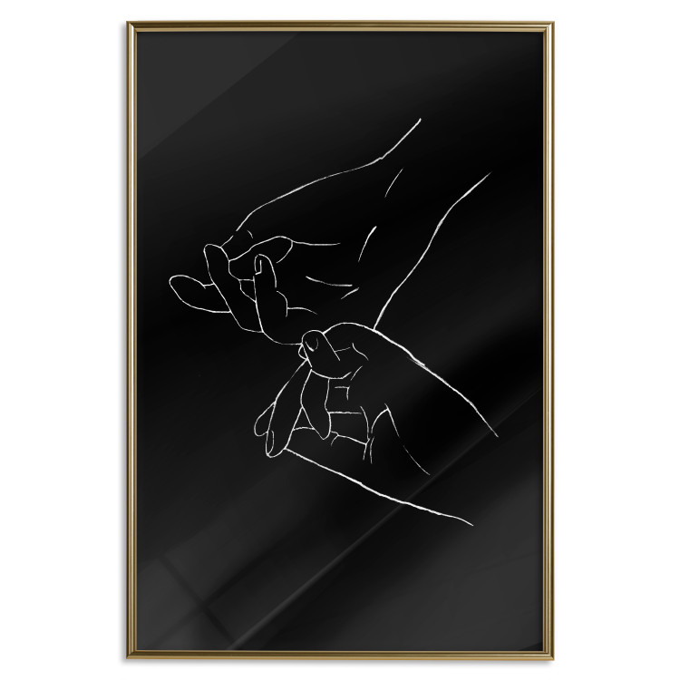 Wall Poster Gesture - black and white composition with delicate line art of clasped hands 117878 additionalImage 16