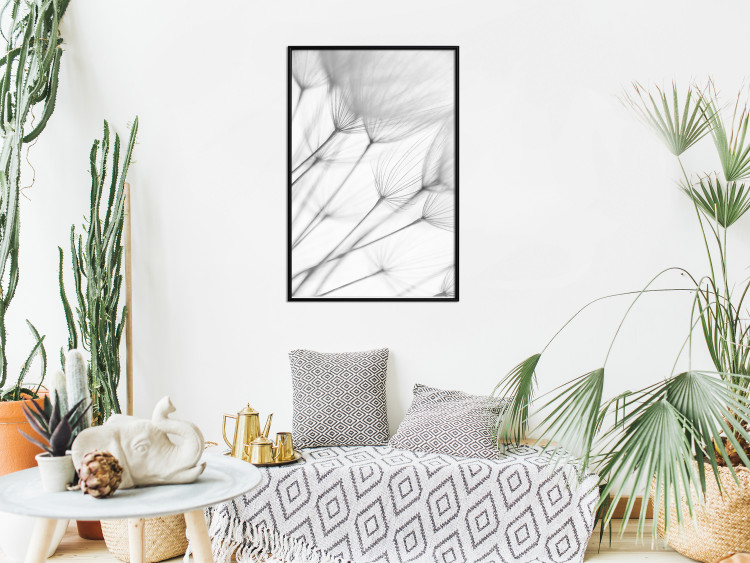 Wall Poster Lightness of the Moment - black and white simple composition with delicate dandelions 121978 additionalImage 5