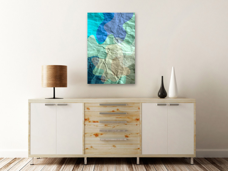 Canvas Print Sea turquoise - abstract stains on the background of crumpled paper 122278 additionalImage 3