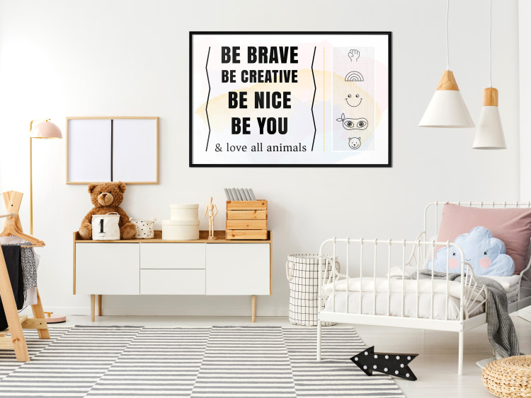 Poster Be Yourself - black English texts and small emojis on a white background 122778 additionalImage 5