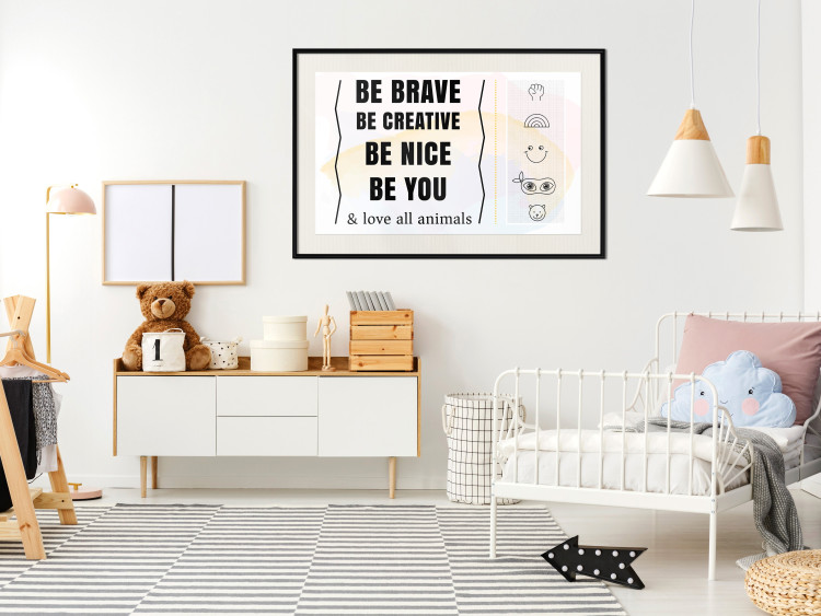 Poster Be Yourself - black English texts and small emojis on a white background 122778 additionalImage 22