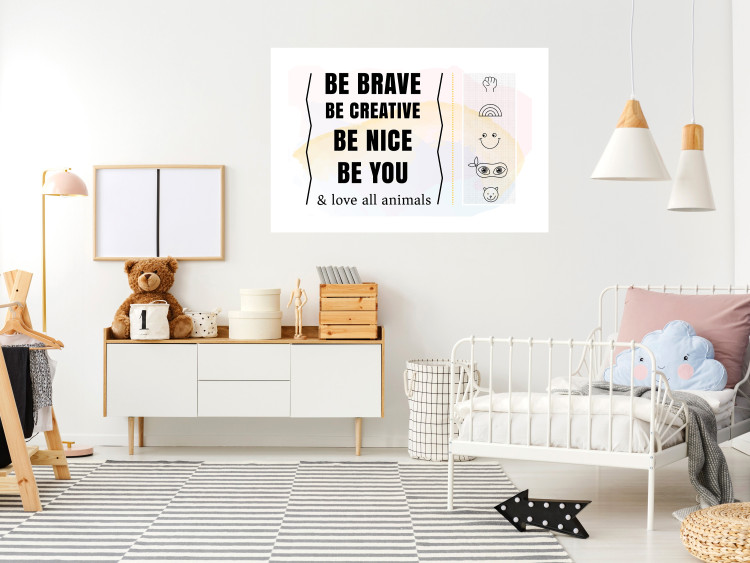 Poster Be Yourself - black English texts and small emojis on a white background 122778 additionalImage 4