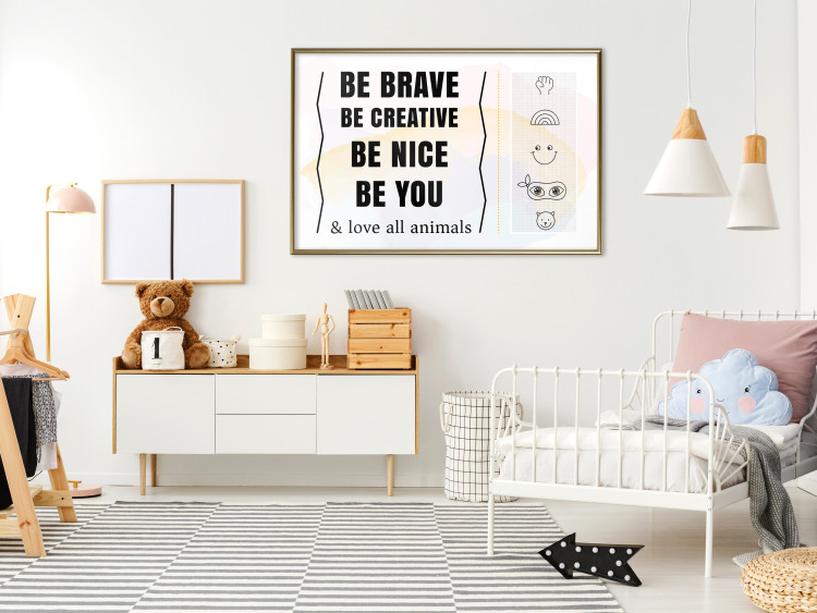Poster Be Yourself - black English texts and small emojis on a white background 122778 additionalImage 5