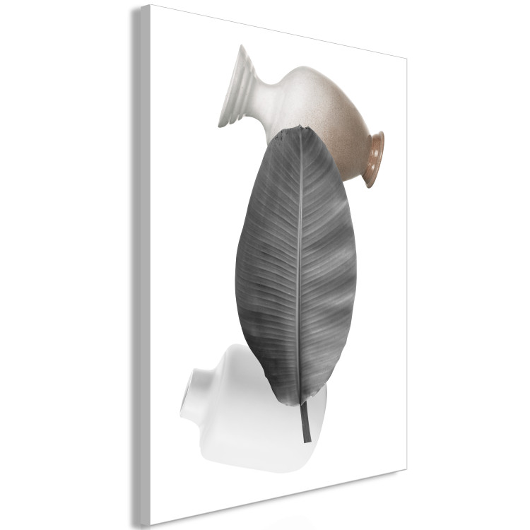 Canvas Art Print Banana leaf with vases - black and white abstract composition 123278 additionalImage 2