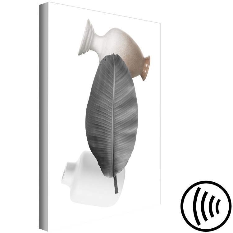 Canvas Art Print Banana leaf with vases - black and white abstract composition 123278 additionalImage 6