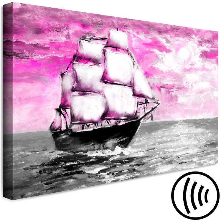 Canvas Print A sailing ship - seascape with a pink sky and a ship with sails 123378 additionalImage 6