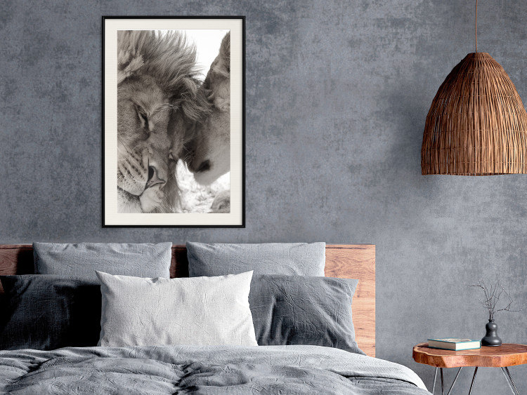 Poster Whispering Dreams - black and white romantic animals on white background 123678 additionalImage 22