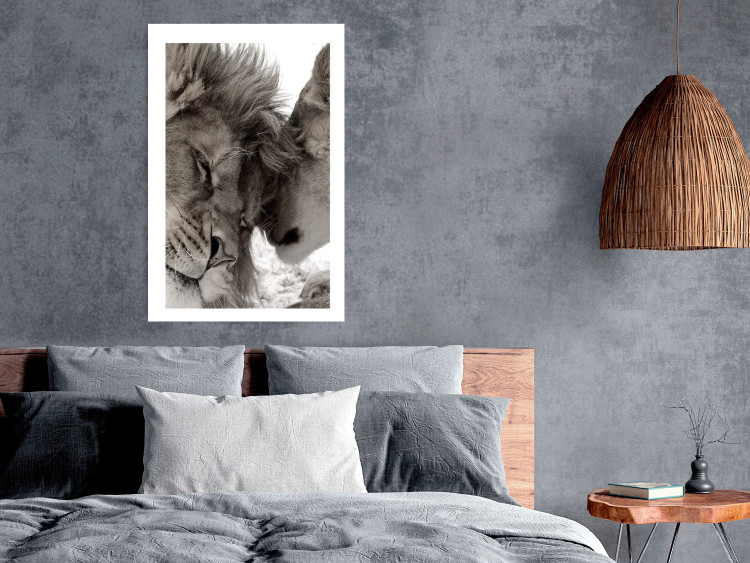 Poster Whispering Dreams - black and white romantic animals on white background 123678 additionalImage 5