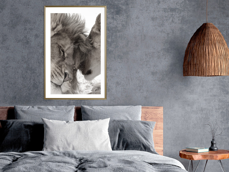 Poster Whispering Dreams - black and white romantic animals on white background 123678 additionalImage 15
