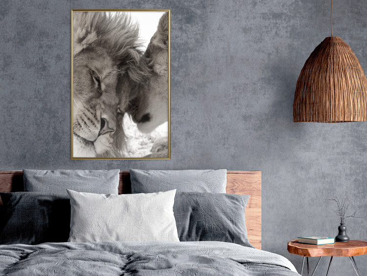 Poster Whispering Dreams - black and white romantic animals on white background 123678 additionalImage 12