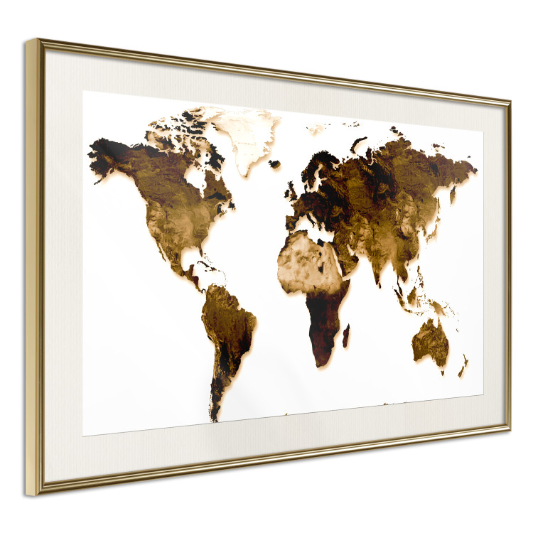 Wall Poster My World - world map with brown-colored continents on white background 123878 additionalImage 2