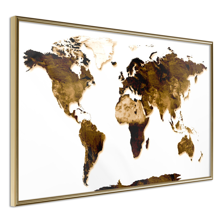 Wall Poster My World - world map with brown-colored continents on white background 123878 additionalImage 12