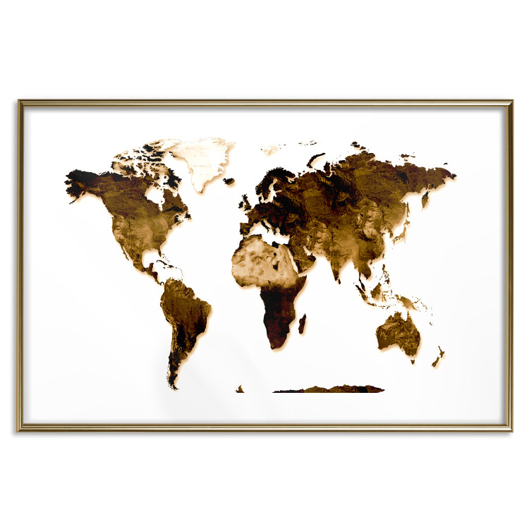 Wall Poster My World - world map with brown-colored continents on white background 123878 additionalImage 14