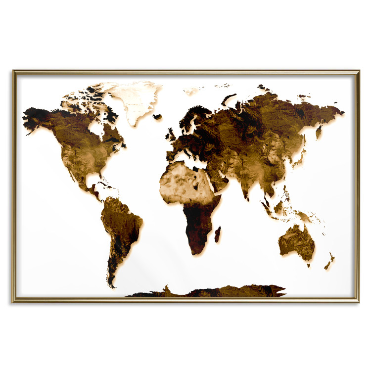 Wall Poster My World - world map with brown-colored continents on white background 123878 additionalImage 20