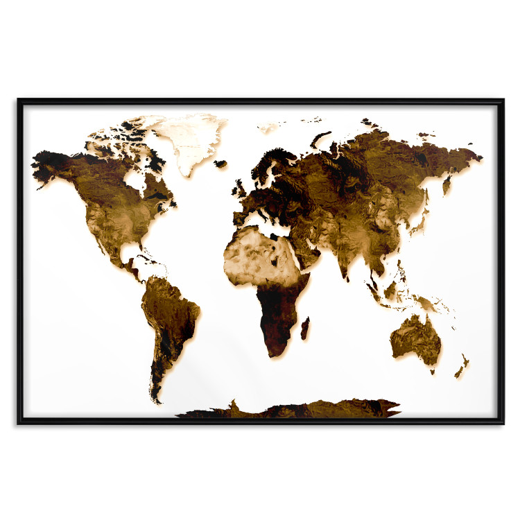 Wall Poster My World - world map with brown-colored continents on white background 123878 additionalImage 24